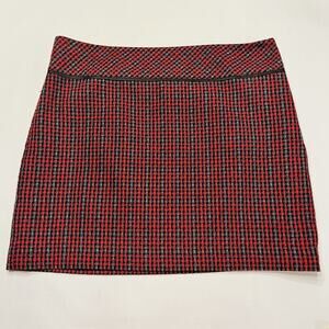 Ann Taylor LOFT Mini Skirt Womens Size 14 Red Multicolor Lined (A0127)